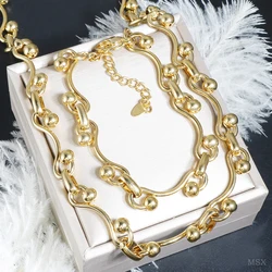 Heavy Industry Metal Matching Chain Jewelry Sets Handwoven Symbol Necklace for Women Layered Gold Color Bracelet Valentine's Day