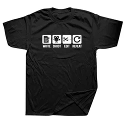 2023Eat Sleep Film Repeat Funny Video Director Producer Maker Editor T Shirts Graphic Streetwear Harajuku Filmmaker shirt