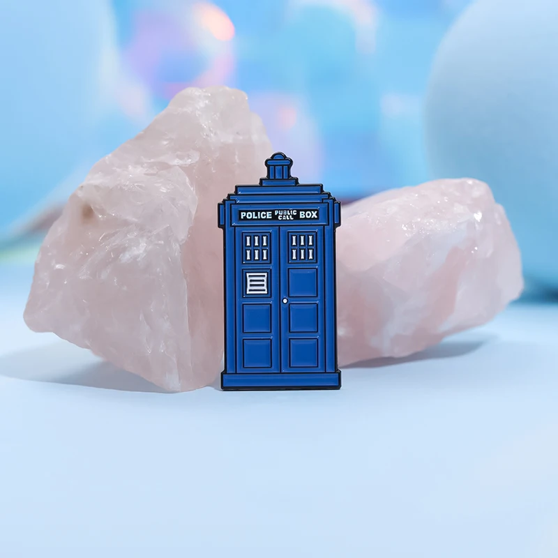 Blue Room Enamel Pins Custom POLICE BOX Brooches Lapel Badges Cartoon Funny Jewelry Gift for Kids Friends
