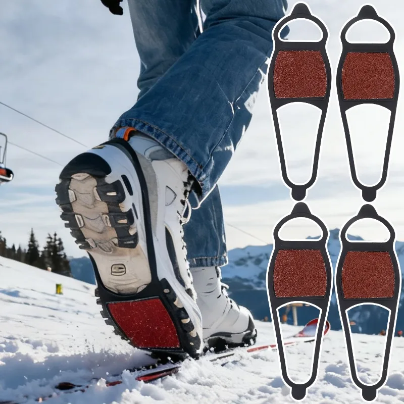 Противоскользящие ледяные когти с грубым песком для зимней уличной прогулочной обуви, нескользящая безопасная универсальная силиконовая марля, материал