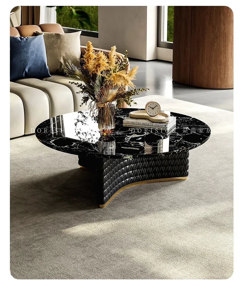 

zxLight luxury marble living room home modern simple edge table new round coffee table