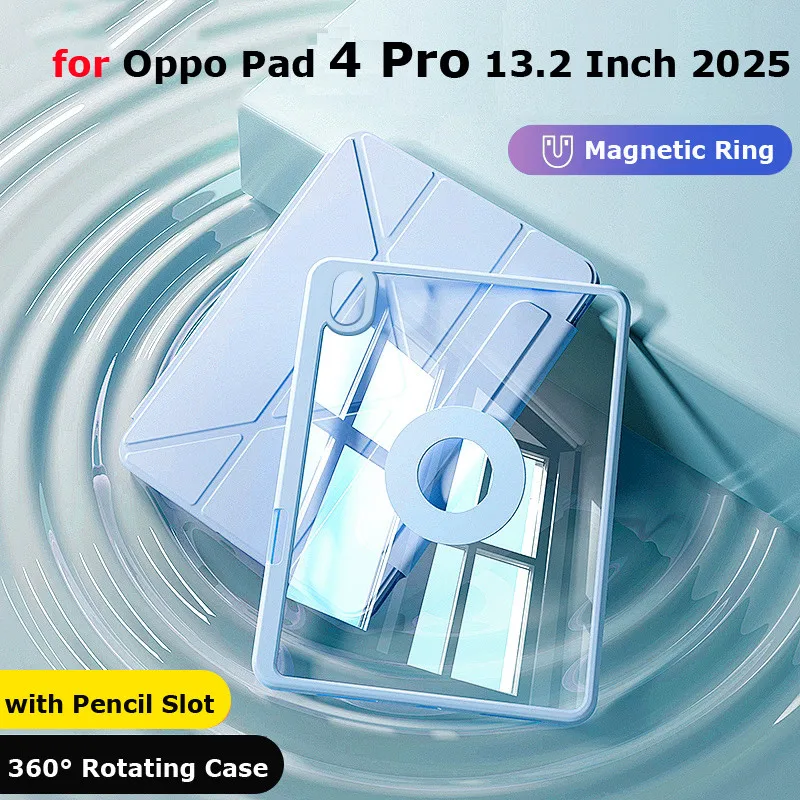 

Case for Oppo Pad 4 Pro 13.2 Inch 2025 Pad 3 Pro 12.1 Detachable Y-foldingTransparent Acrylic 360 Rotation Tablet Casing Cover