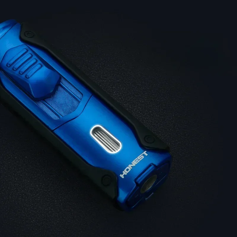 HONEST Multifunctional Outdoor Turbo 4 Torch Blue Flame Metal Windproof Butane Gas Cigar Lighter Cigar Cutter Gift for Men