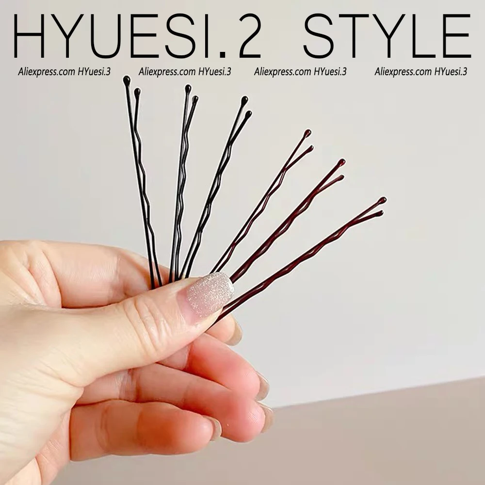 24pcs/set Simple Black Wavy Hairpins Reusable Non Slip Metal Invisible Bobby Pins Side Bangs Clips For Girls Hair Accessories