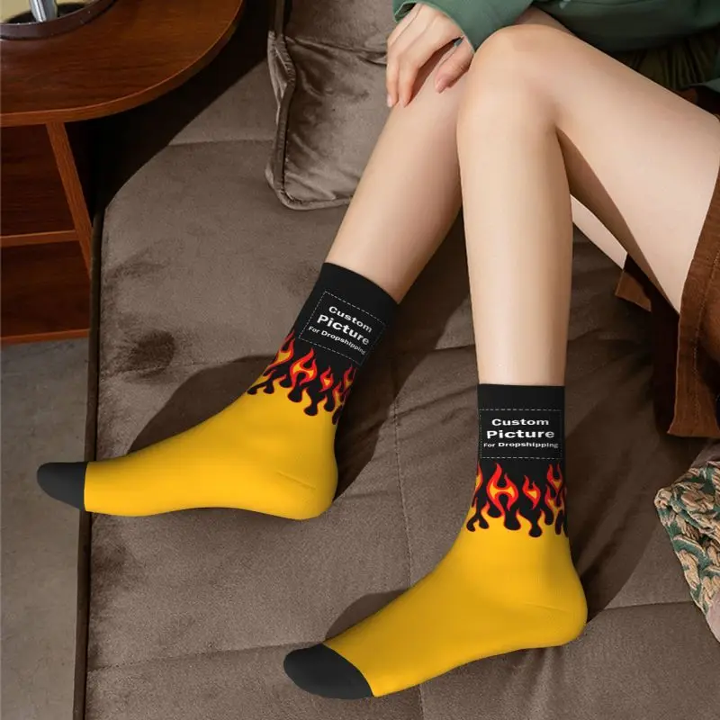 Personalized Custom Photo Logo Dress Socks Men Women Warm Fashion Design Your Own Crew Socks