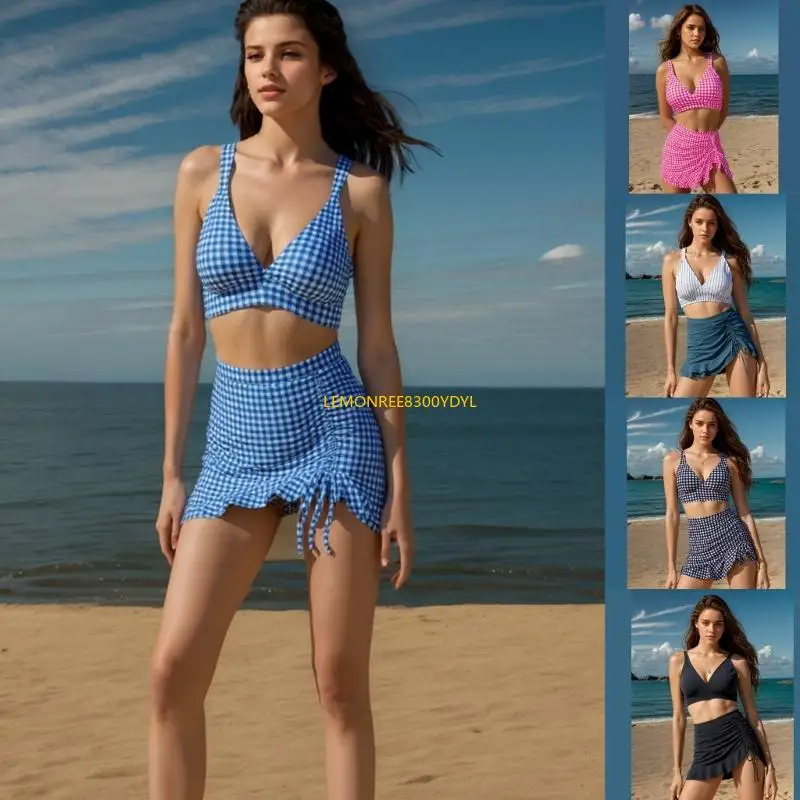 

270C Стильный купальный костюм с 3 частями с дышащей тканью и гибкой зайчкой для бассейна удобный для ношения костюма для