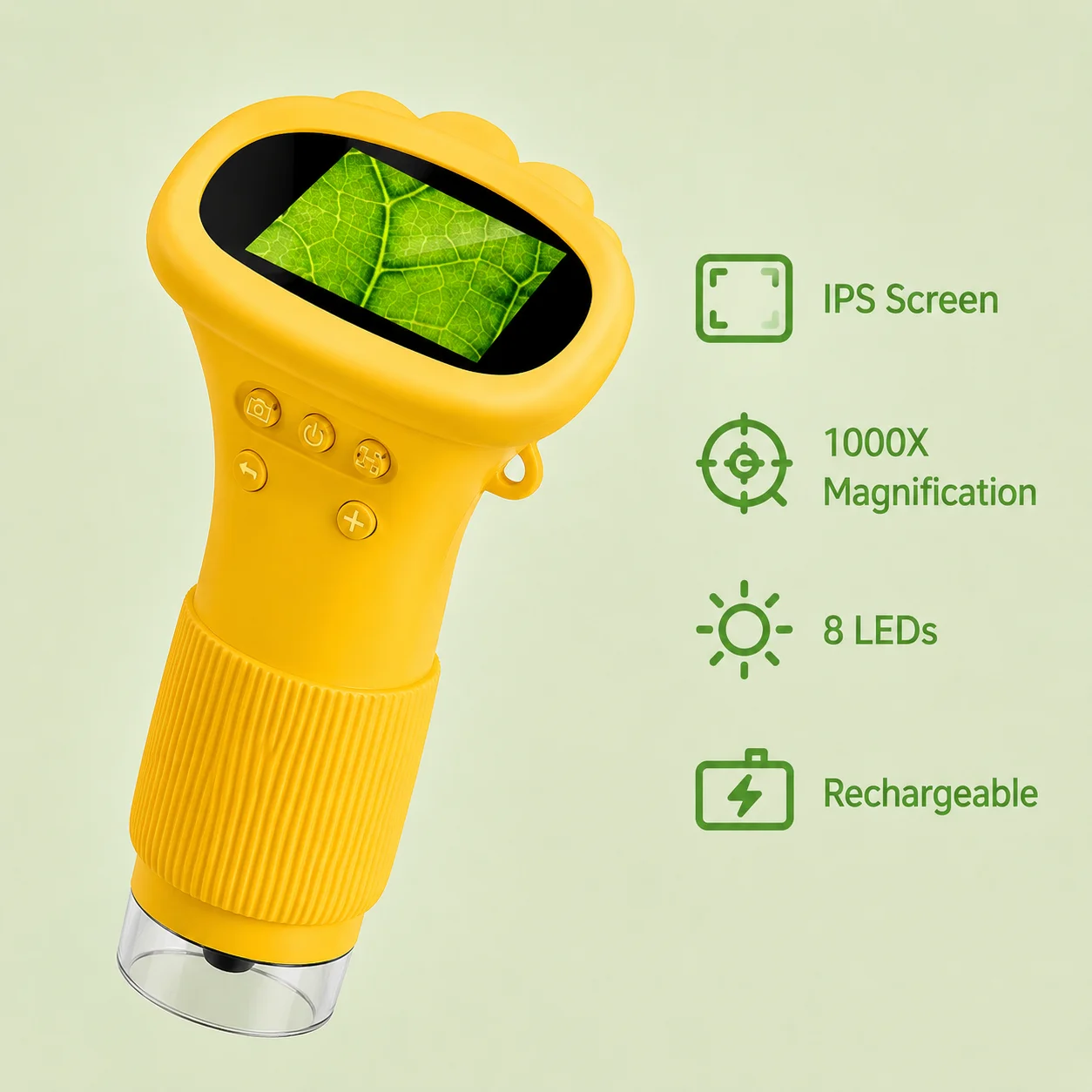 Kids' Microscope 2-Inch Screen 1000x Zoom Mini Handheld Microscope Photo & Video Capabilities Christmas Birthday Gift