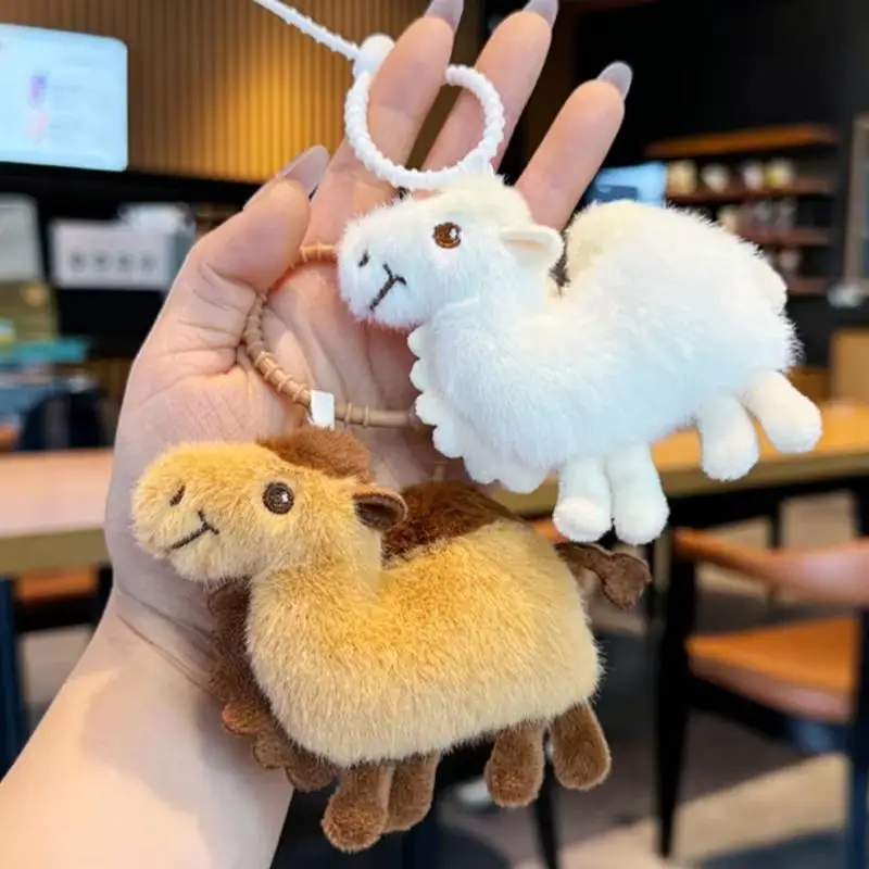 Cute Camel Stuffed Plush Keychain Soft Cartoon Doll Pendant Portable Bag Decor for Outdoor Hiking Souvenir Gift