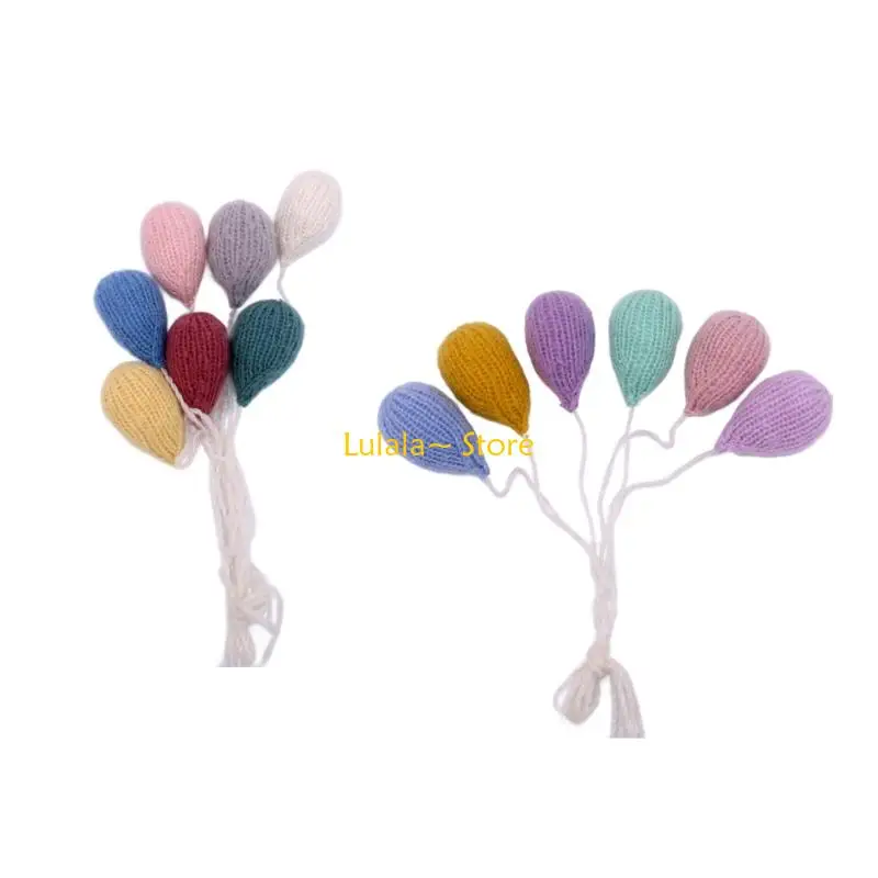 Y4QA Baby Photography Props Knitted Balloon Set Photo Decors Newborn Photo Backdrop