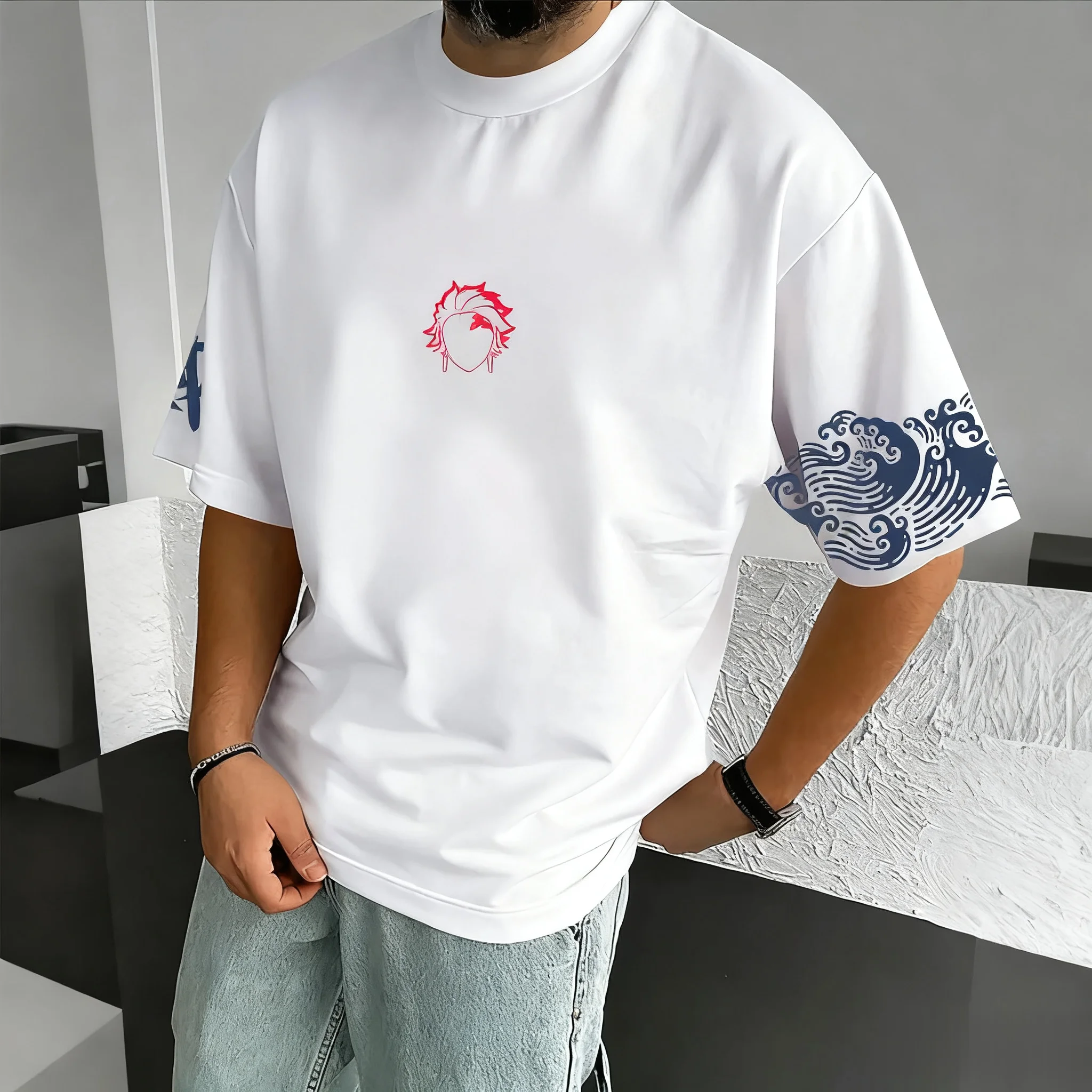 Camiseta con gráfico de Anime Demon Slayer para hombre y mujer, camiseta de manga corta, ropa informal de algodón, Tops informales de verano de gran tamaño, moda Y2k Unisex