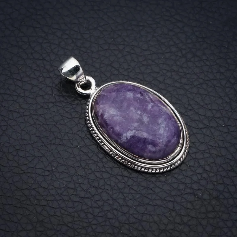 StarGems Purple Lepidolite Handmade 925 Sterling Silver Pendant 1.5