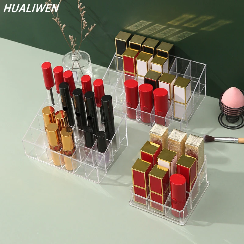 Clear 9/24/36/40 Grid Lipstick Stand Case Makeup Organizer Storage Box Lipstick Display Holder Cosmetic Jewelry Organizer Box