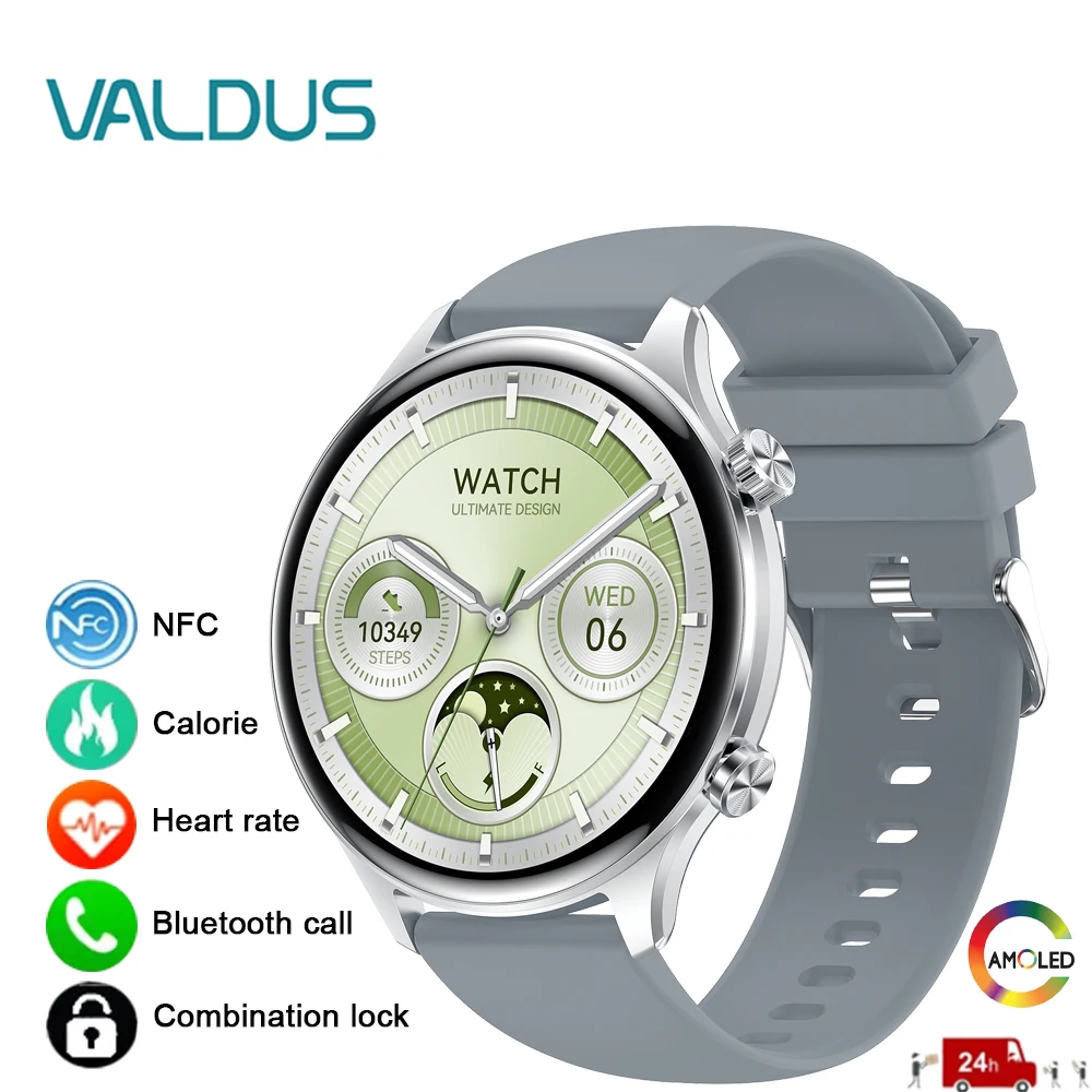 

VALDUS 2025 Новые умные часы VS63 Pro NFC Bluetooth Вызов Сердечный ритм Калории Пароль Замок AMOLED Совместимые Android IOS Смарт-часы