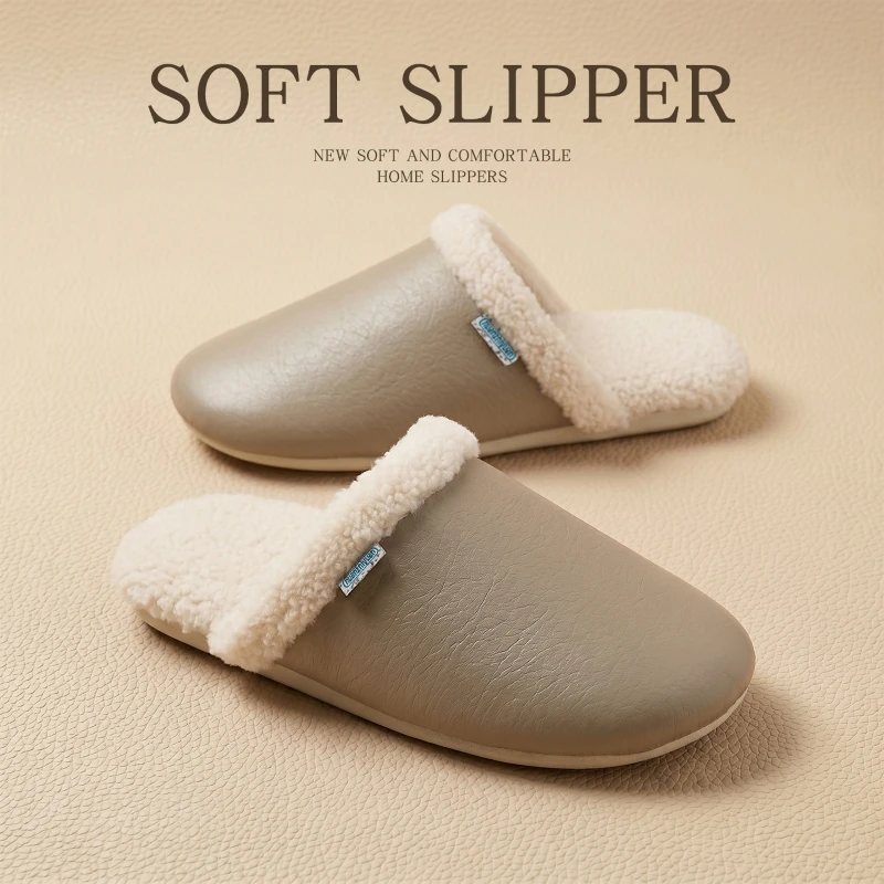 Indoor Rest Cotton Slippers Thick Cushioned Plush Insole Gentle Fabric Anti Skid House Shoes for Men Women Household Life