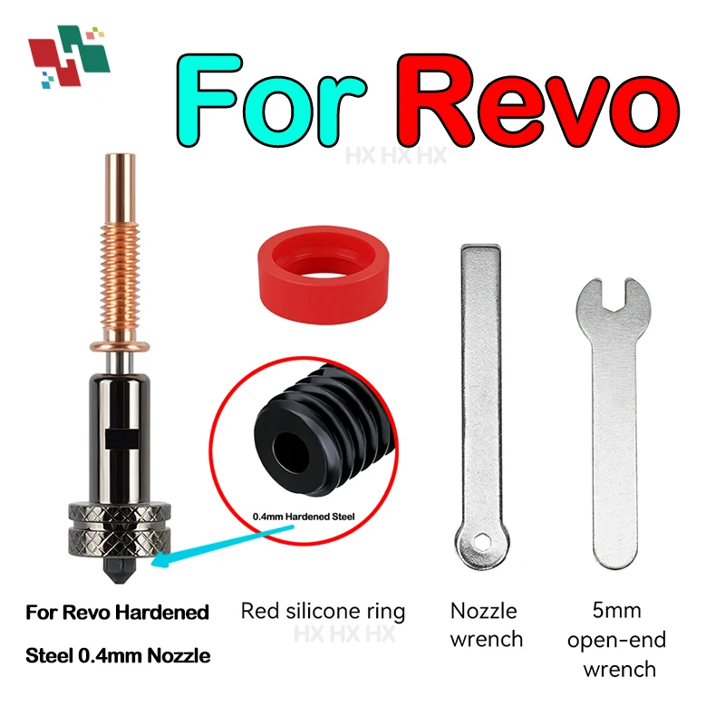 Upgraded Standard Flow Hardened Steel/Copper/Titanium /TC4 Material 0.2mm/0.4mm/0.6mm/0.8mm Replaceable Nozzles For REVO Hotend