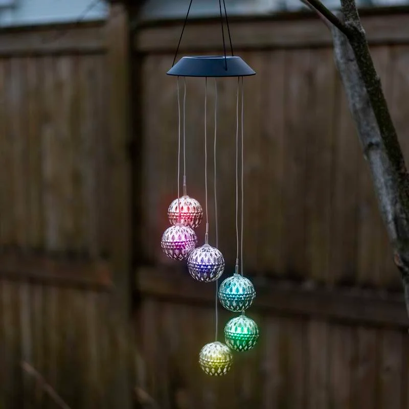 Touch Of ECO Solar Metal Orb Wind Chime Mobile - Color Changing , Outdoor, Weather Resistant - for Home, Garden, Decoration