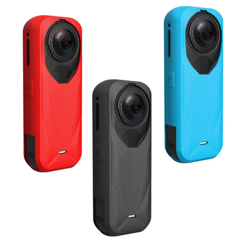B50B-Silicone Protective Case For Insta360 X5 With Lens Cap Shockproof Sleeve Protective Sleeve Camera Protective Cover Blue