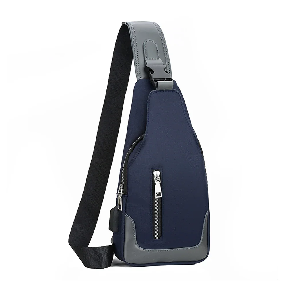 Sac de poitrine de luxe avec port de chargement USB pour hommes, sac initié par la mode, sac à bandoulière pour hommes, sacs de messager pour hommes, voyage