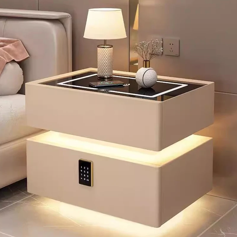 طاولة بجانب السرير لغرفة النوم المتنقلة شحن خزائن ذكية حديثة فاخرة لغرفة المعيشة ومنضدة منظم أثاث منزلي Criado Mudo