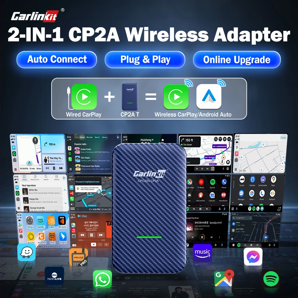 محول CarlinKit 2 في 1 لاسلكي Android Auto CarPlay ترقية عبر الإنترنت 2.4G & 5Ghz WiFi Bluetooth توصيل تلقائي للهاتف التوصيل والتشغيل #1