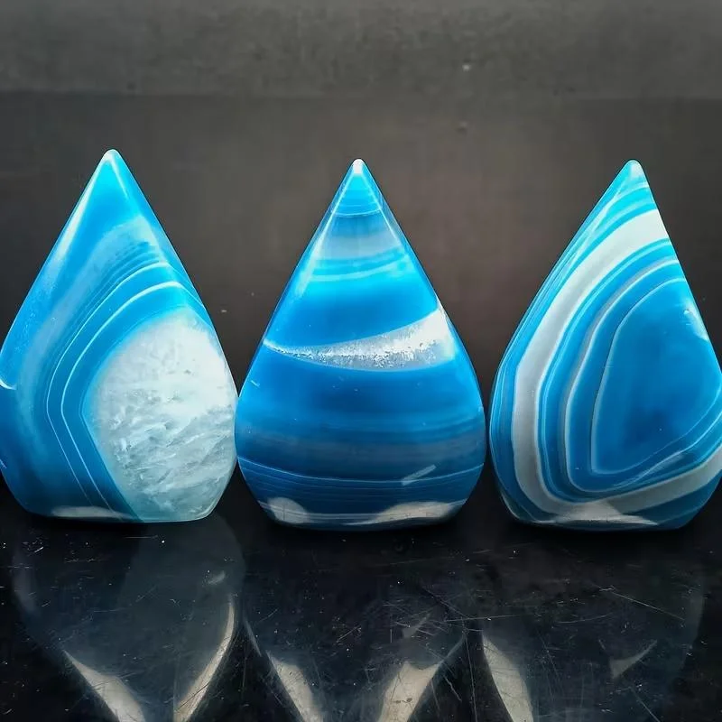 1pc Blue Agate Water Drop Ornament Home Decor, Unique Natural Crystal Choice for Collectors and Beginners, Feng Shui Decoration