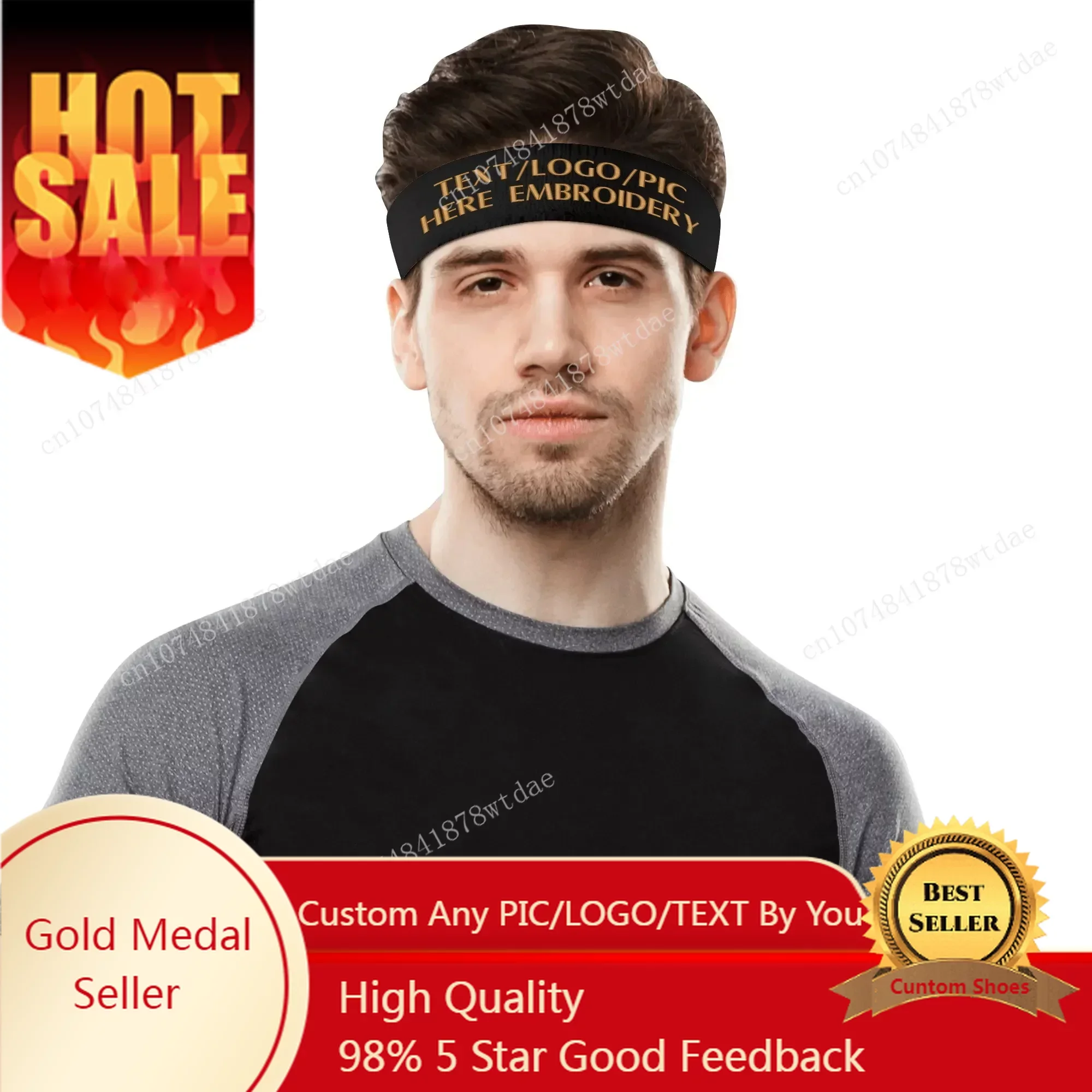 

Mens Womens Custom Embroidery Sports Headband Sweatband Customize Bandana Fitness Sweat Embroidered DIY Name & Team & Colors