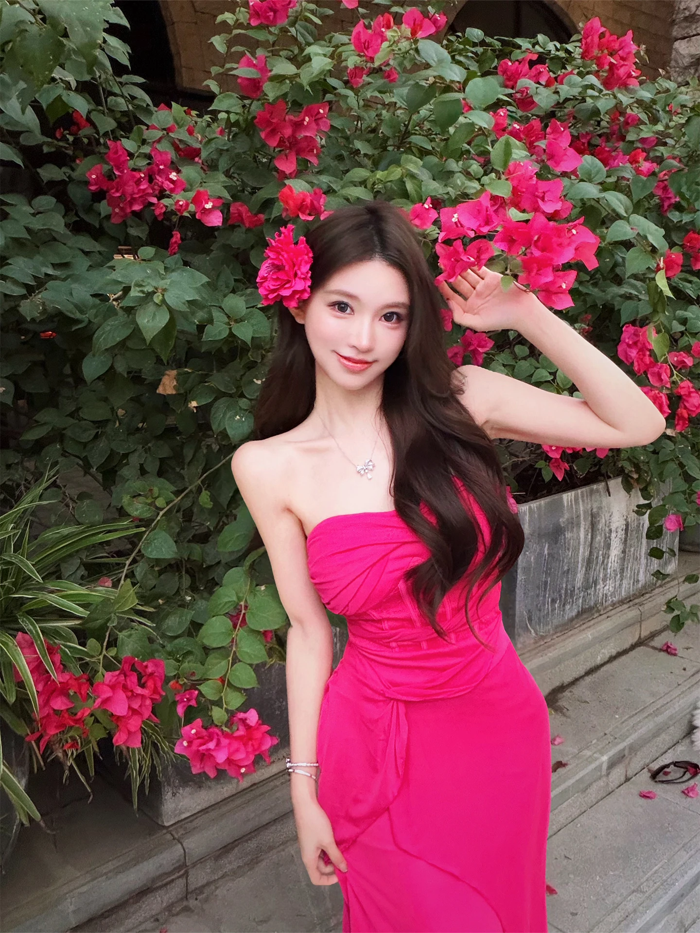 

Waist-Cinching ter Dr Pure Desire Long Dr Small Size Holiday Sle XiaoLan Classmate Dr in Flowers between