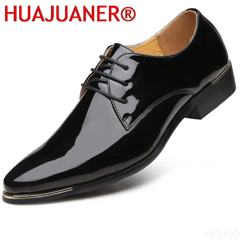 2023 Newly Men\'s Quality Patent Leather Shoes White Wedding Shoes Size 38-48 Black Leather Soft Man Dress Shoes