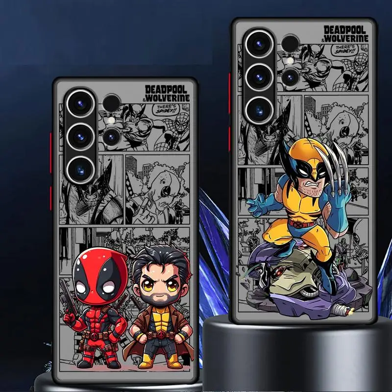 Przezroczyste, matowe etui na telefon Samsung Galaxy S24 Ultra S23 S22 S21 Plus S20 FE Note 20 Ultra 10Plus Marvel Deadpool And Wolverine