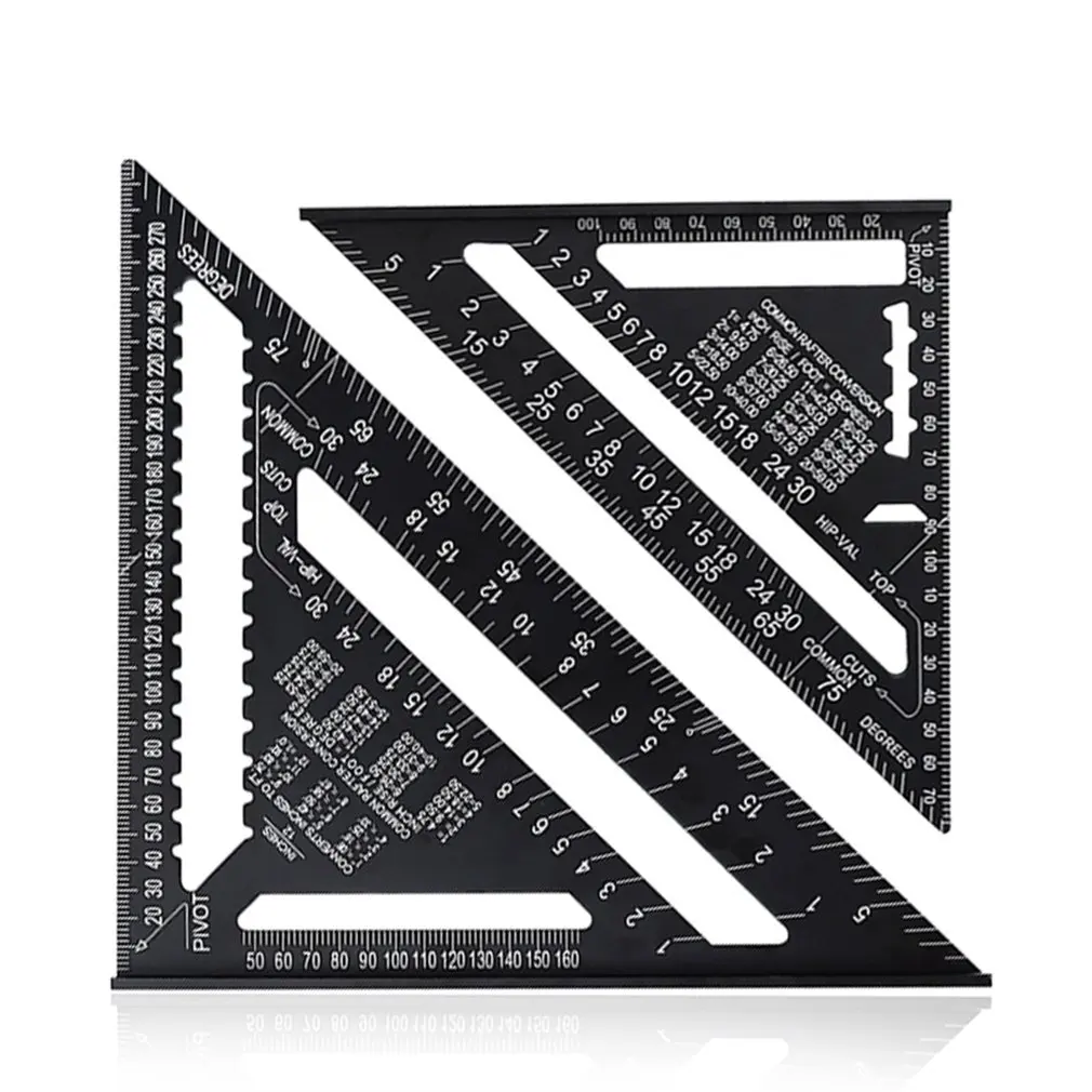 Righello triangolare da 7 pollici da 12 pollici righello quadrato da 90 gradi strumento di misurazione della lavorazione del legno strumento quadrato da carpentiere goniometro angolare