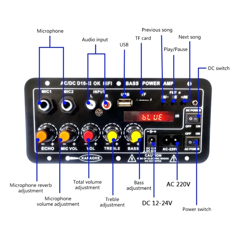 Placa amplificadora digital Bluetooth5.0 com saída de graves poderosa melhora suas músicas, experiência auditiva imersiva