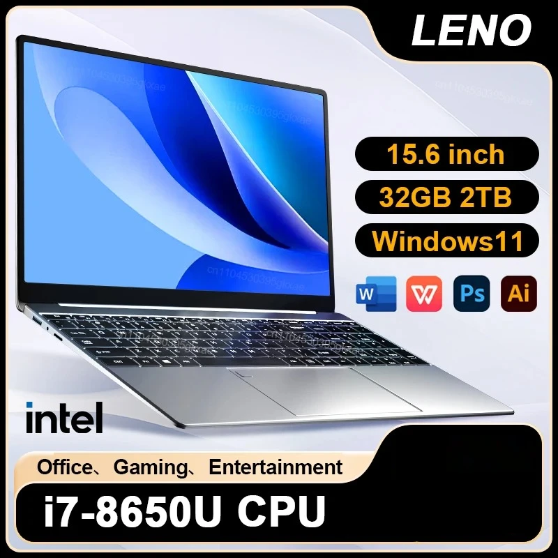 

LENO NEW 15.6" Laptop Windows 11 Intel Core i7 8650U 32GB 2TB 1920*1080 HD Gaming Computer PC Gamer office Ultra Slim Notebook