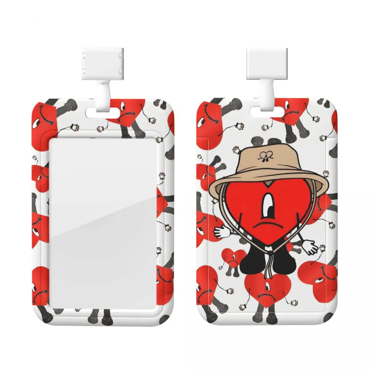 

Custom Beach Heart Bad B-Bunny Credit Card Holders Neck Strap Lanyard ID Badge Card Holder Rock Band Factories Nurse Card Holder