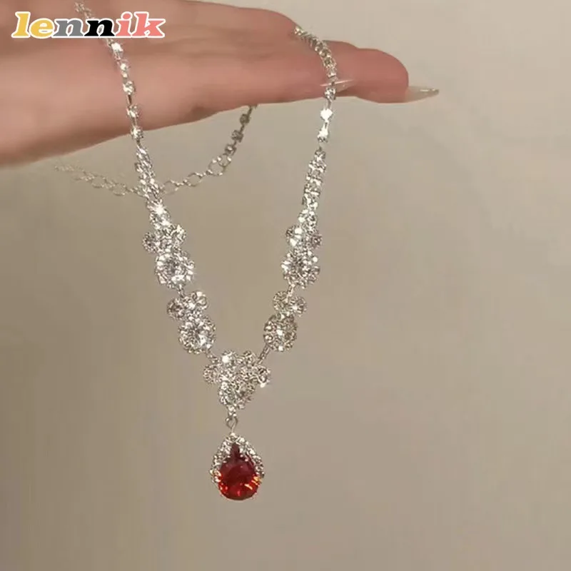Collier français en strass Super scintillant, nouvelle chaîne de clavicule de luxe de haute qualité, petite Niche, boîte-cadeau plaquée or, 2024