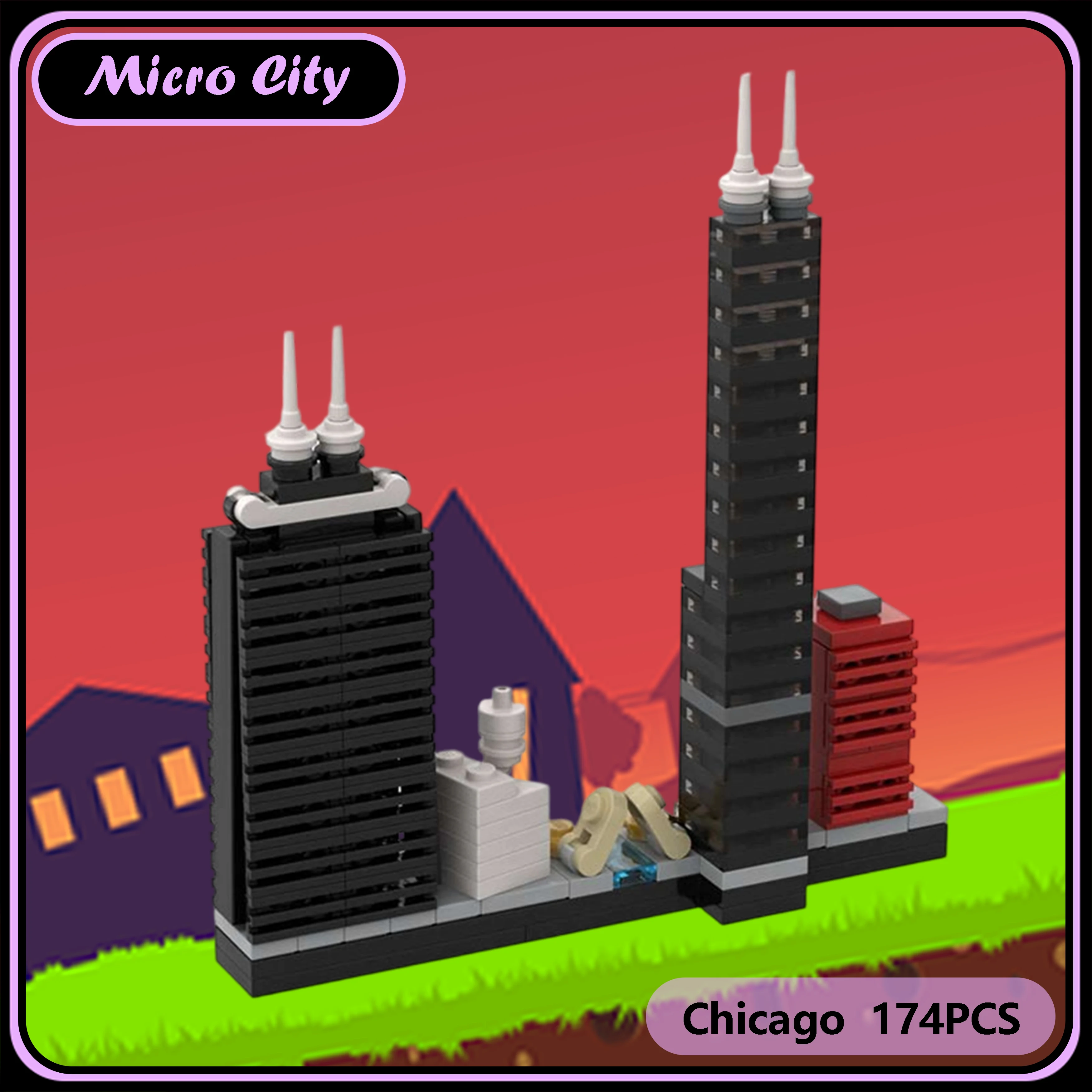 MOC City Chicago Skyline arquitectura modelo de bloques de construcción DIY montaje exhibición regalo coleccionable regalos para niños modelo regalo