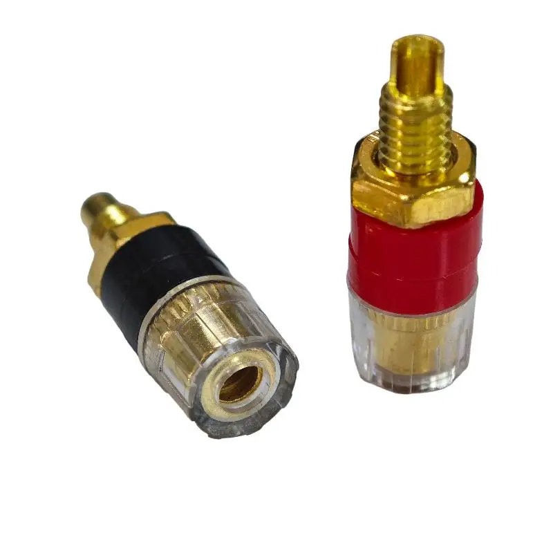 *4/10Pcs Brass Terminal Connector With Transparent Shell Banana Plug Socket 4mm Gold Plated HIFI Speaker Amplifier Binding Posts