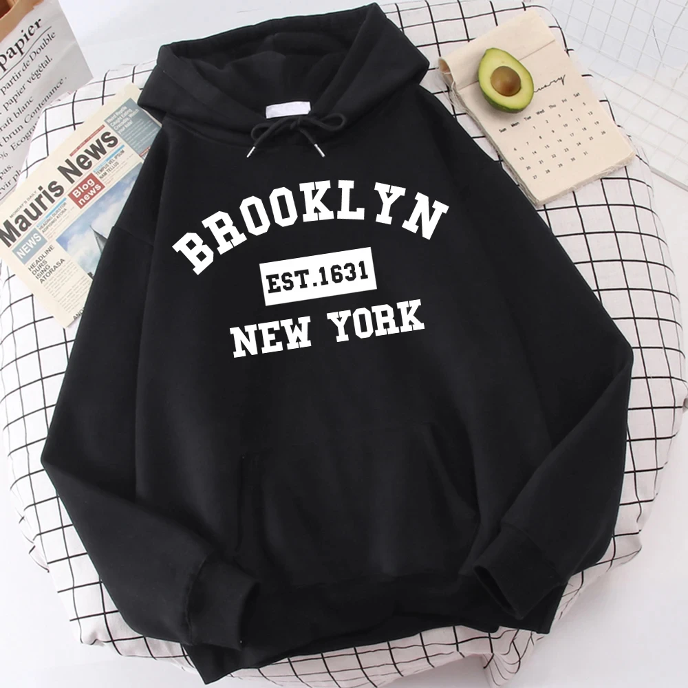 Brooklyn Est. 1631 New York Letter Male Hoodie Simplicity Graphics Tracksuit Soft Outdoor Clothing All-Match Fashion Hoodies Men