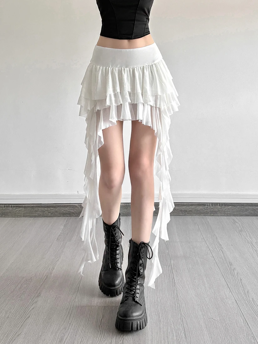 SylCue Millennium Splice Gonna a vita alta snellente con finiture in pizzo Gonna asimmetrica versatile slim fit da donna