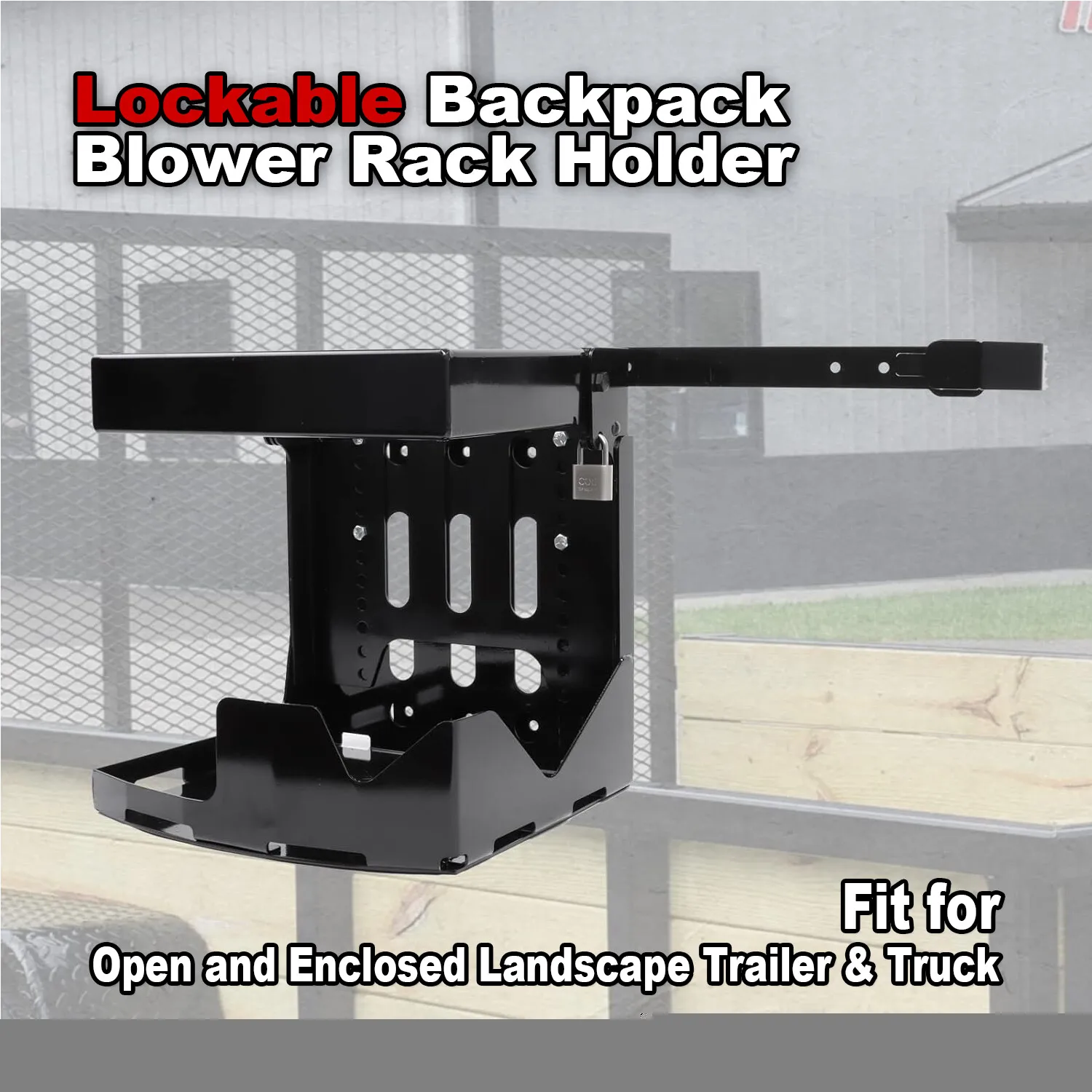 

Backpack Blower Rack Holder w/Lock for Open / Enclosed Landscape Truck & Trailer