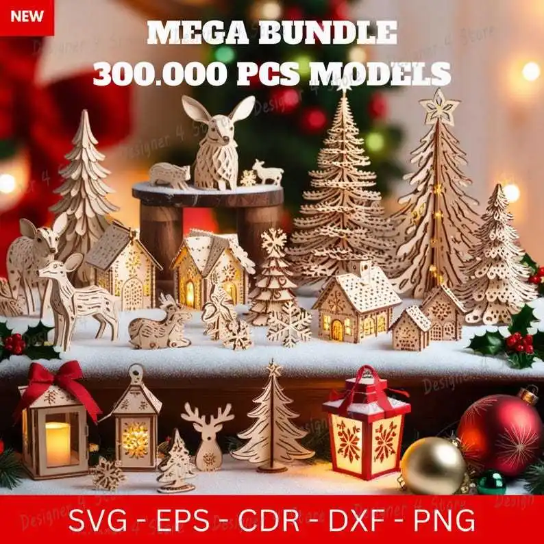 Laser Cut Mega Bundle +300,000 Vector Dxf - Svg - Cdr Files for 3D and 2D CNC, SVG Mega Bundle for Laser Cutting, Cnc Engraving,