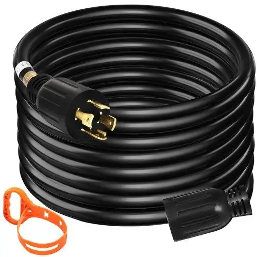 20FT 10 Gauge Generator Extension Cord - 30 Amp 125V/250V SJTW 4 Wire Cable for BestWelder Generators