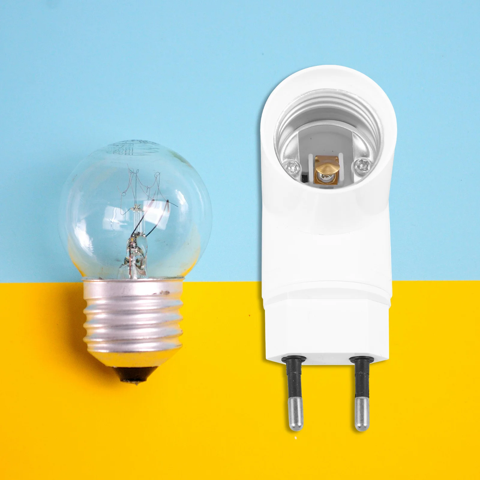 

2Pcs Light Socket to Plug Adapter E27 Lamp Holder for Fluorescent Lamp Home Lighting Portable Bulb Socket Outlet Converter