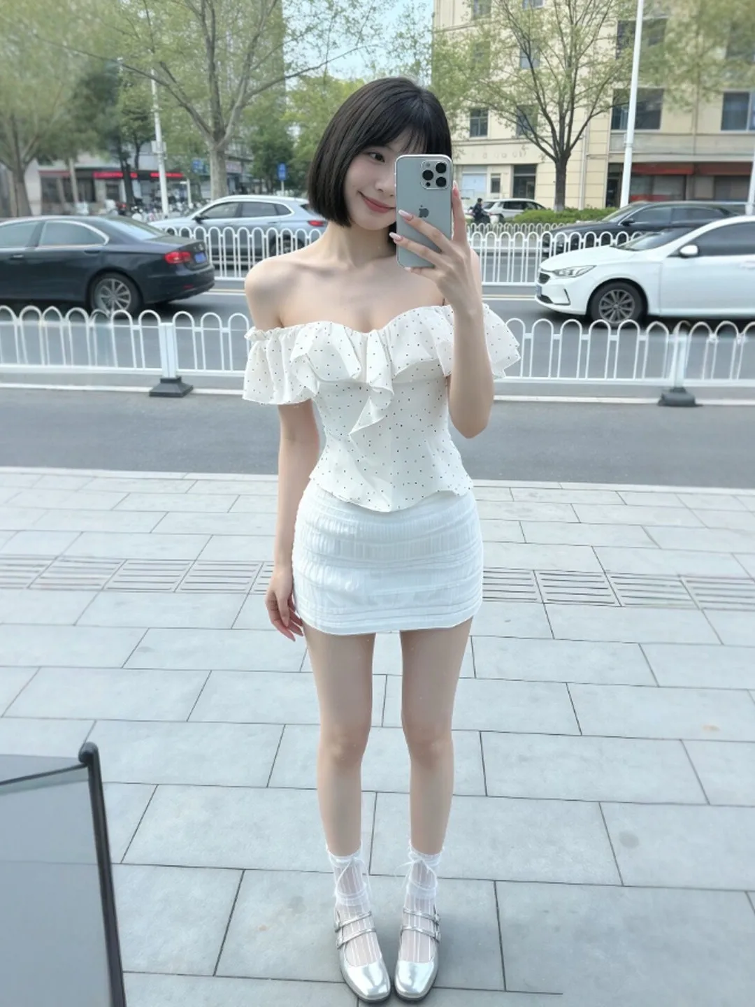 

Unique Small Size One Shoulder Short Skirt Set Stylish Comfortable Summer Outfit High Waist Cotton Blend Fashion Ensemble