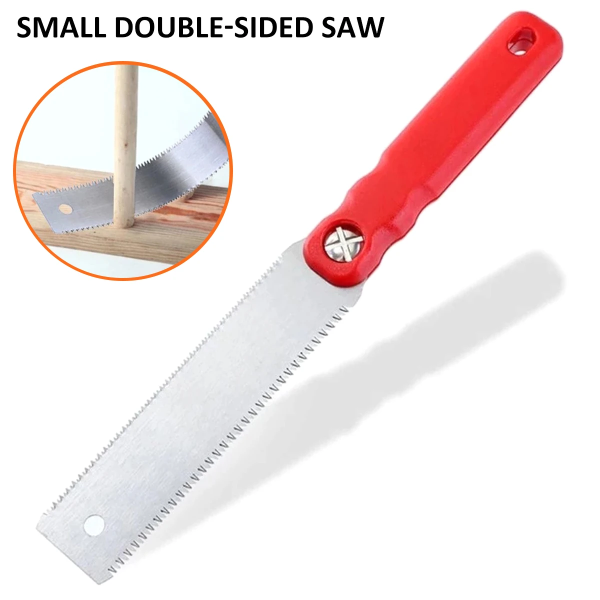 11.8 Inch Hand Saw Double Edged Japanese Pull Saw Metal Pull Saw 65Mn Flexible Blade Tenon 3 Side Grinding Teeth Portable Tool