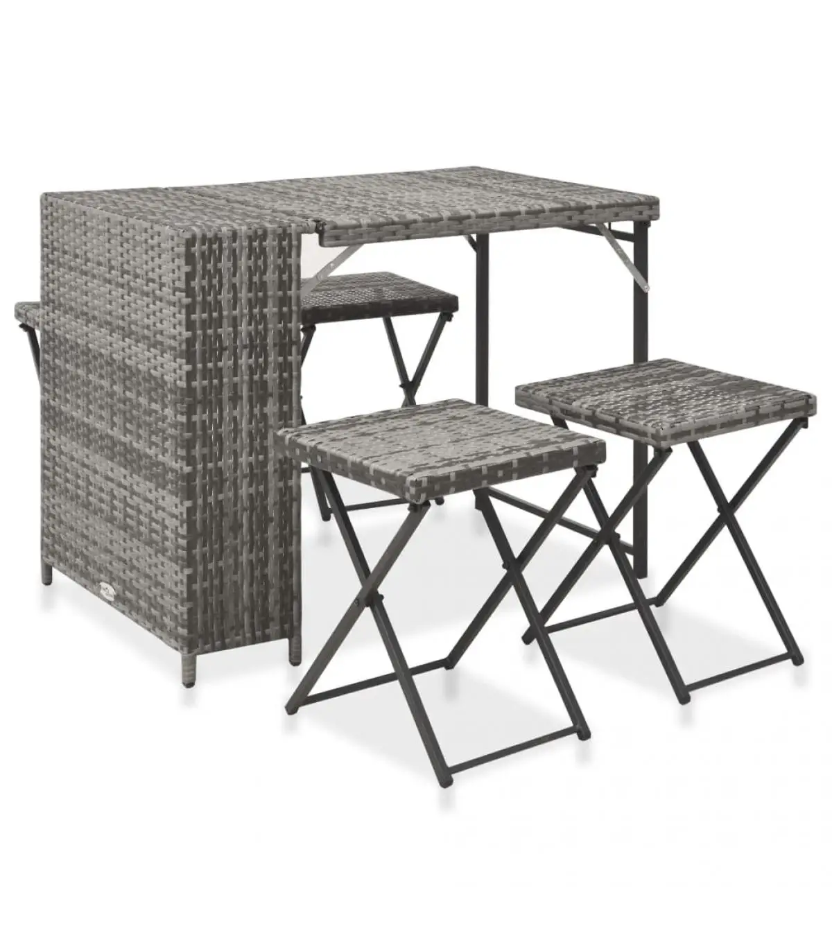 Garden Sets Garden Dining Set Folding 5 Pieces Grey Synthetic Rattan