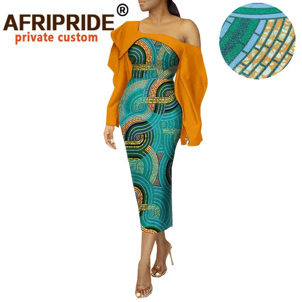 African Print Dresses for Women Fashion Bodycon Dress Casual Slim Fit Plus Size Long Sleeve Dashiki Outfits AFRIPRIDE A2025004