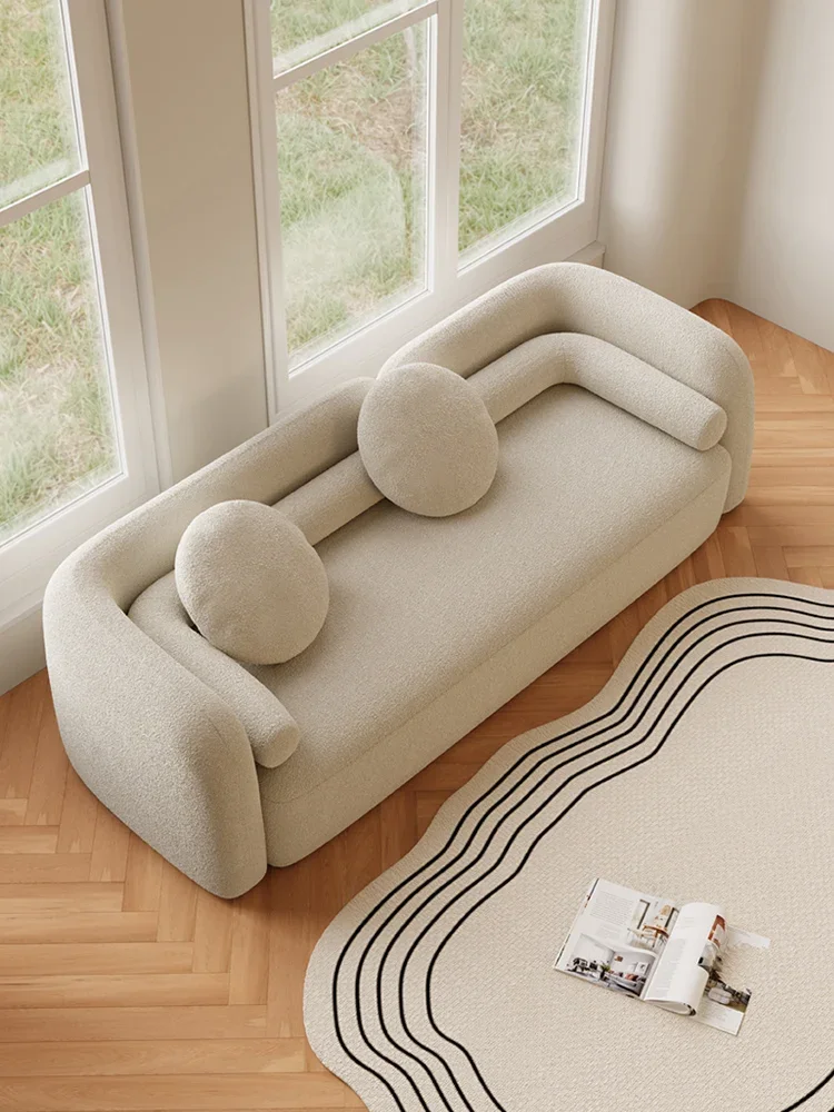 

-Modern Hotel Reception Sofa Combination Living Room Sofa Nordic Light Luxury Curved Beauty Salon Sofa Lamb Velvet Couch