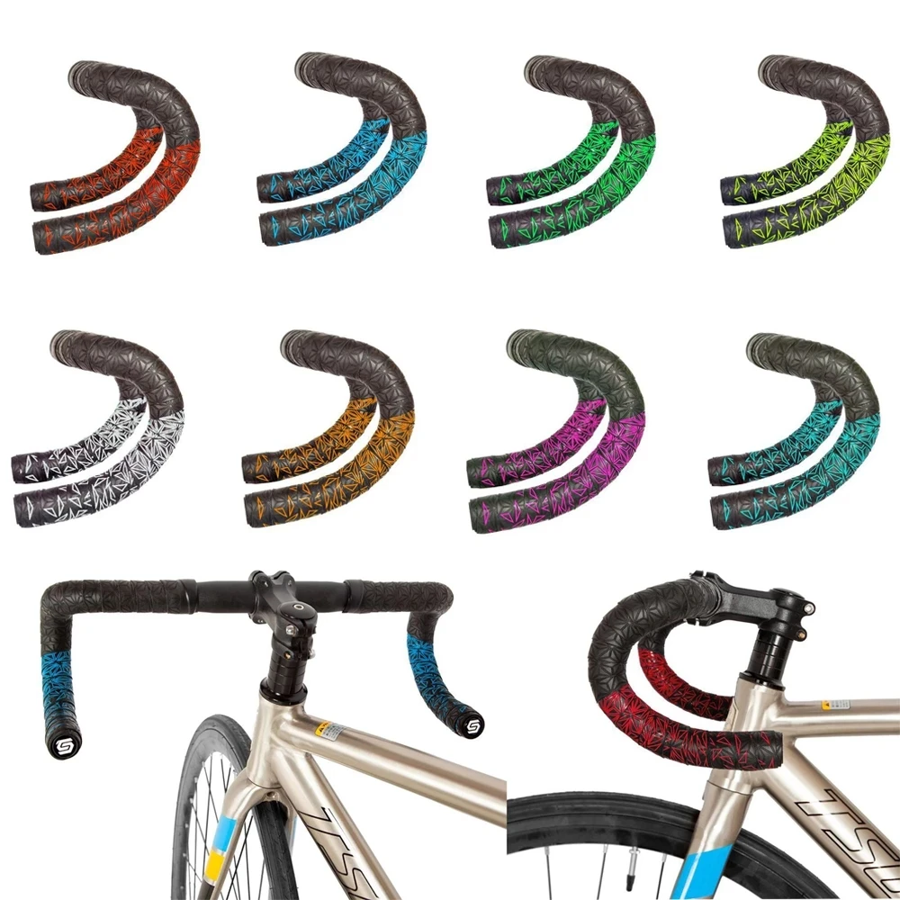 1 Paar Neues Fahrradlenkerband Zweifarbiges Rennrad-Lenkerband mit Chrysanthemenmuster EVA+PU Weiches Anti-Vibrations-Lenkerband Langlebiges Lenkerband – Detail 24