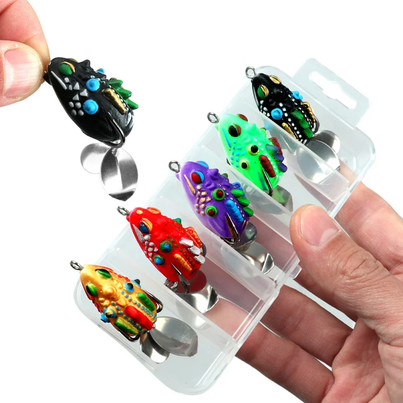 

Набор приманок 3,5 см, 5,4 г, красочные двойные блестки, плоский усиленный крючок, бионическая приманка в виде лягушки, подходит для пресноводной и морской рыбалки