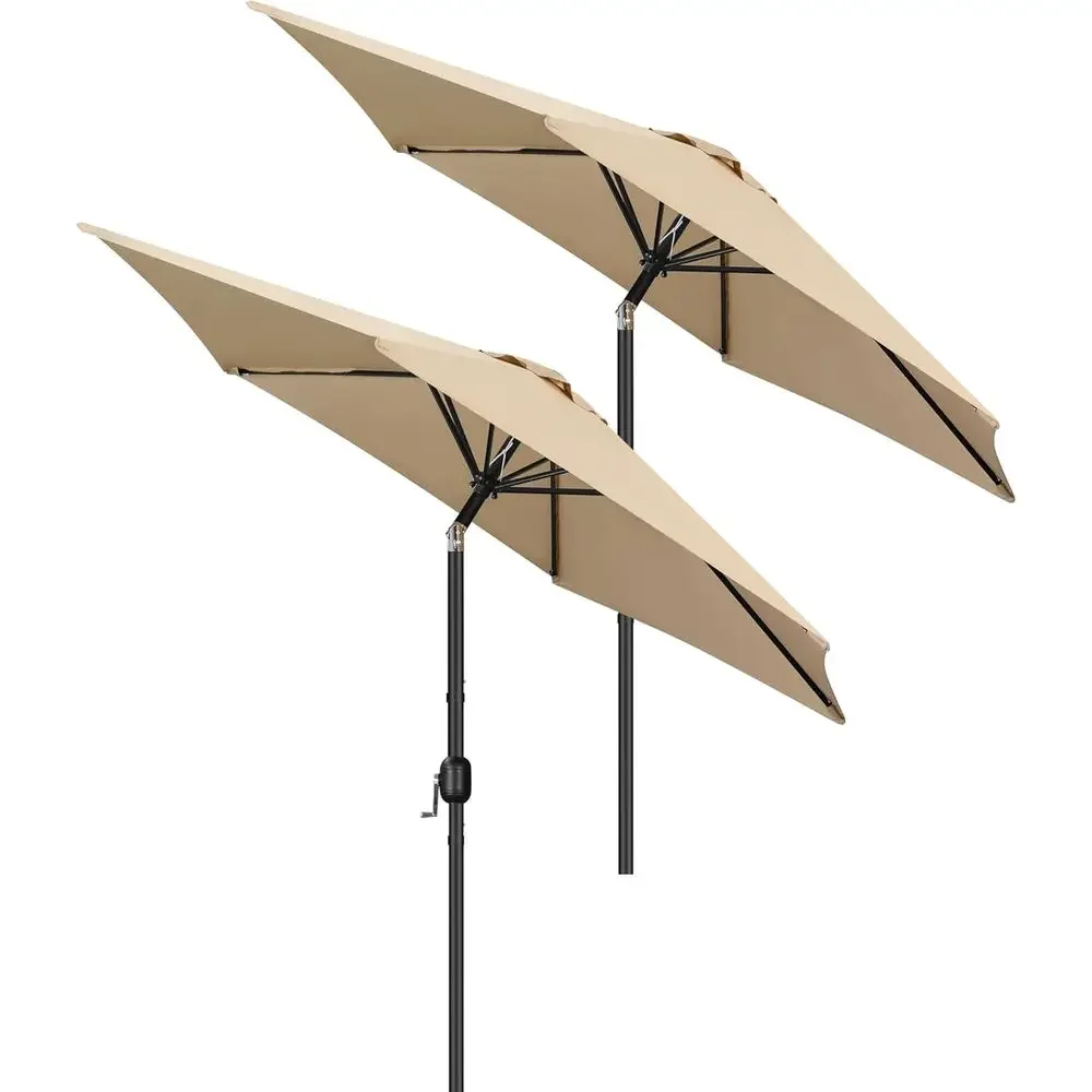 

2-Piece Patio Umbrella Set with Push Button Tilt and Crank Lift, 9-Rib Outdoor Sun Shelter for Garden, Deck, Backyard, Pool, Bea